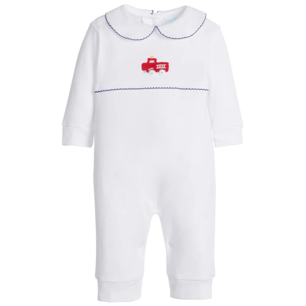 Little English Crochet Playsuit in Fire Truck